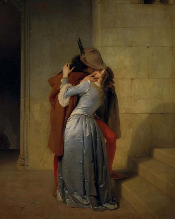 Francesco Hayez, Il bacio (1859), olio su tela. Milano, Pinacoteca di Brera